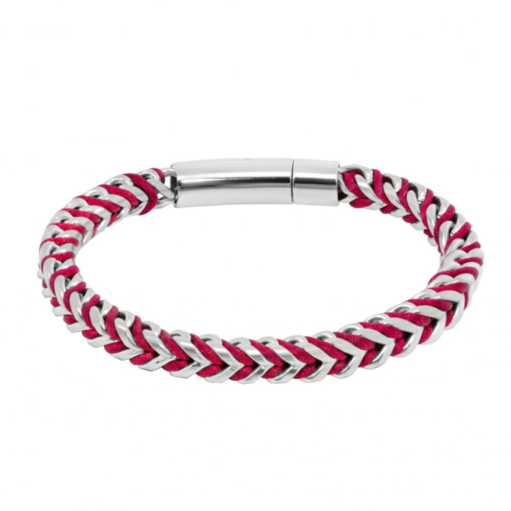 Chimiama Bracciale Acciaio e Nylon Rosso