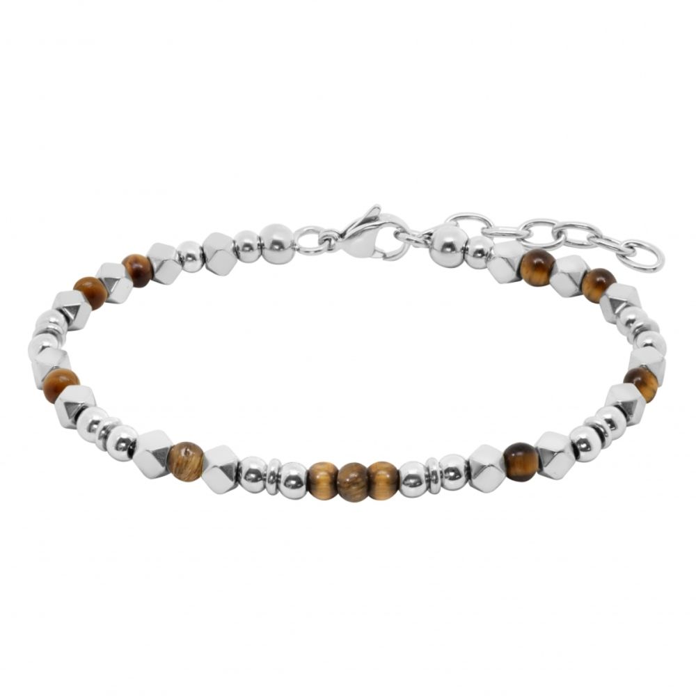Chimiama Bracciale Acciaio e Occhio di Tigre