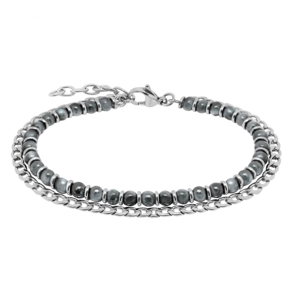 Chimiama Bracciale 2 Fili Acciaio e Labradorite