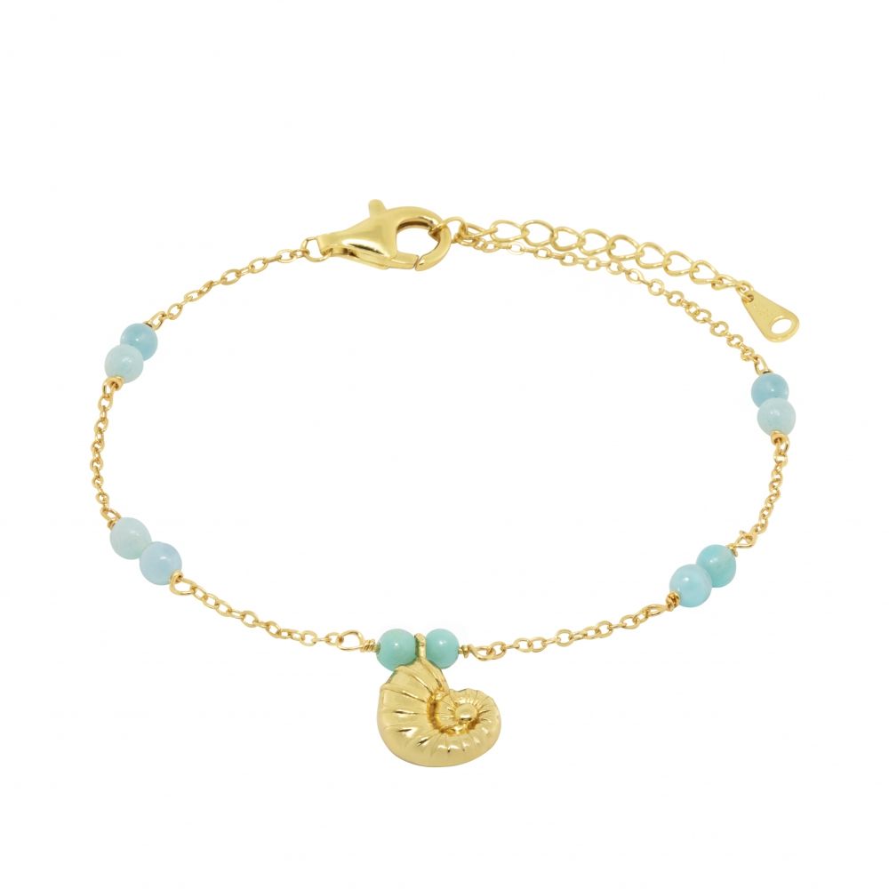 Chimiama Bracciale Argento Gold Nautilus e Amazzonite