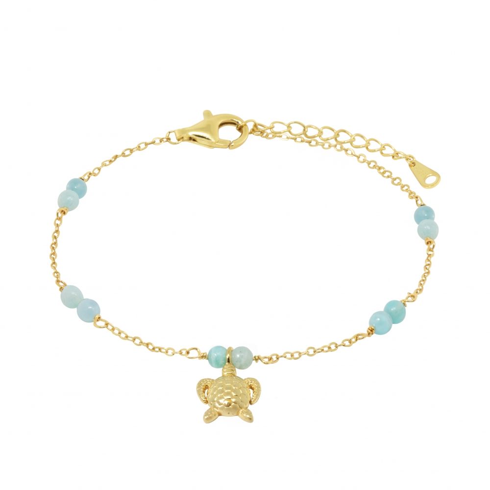 Chimiama Bracciale Argento Gold Tartaruga e Amazzonite