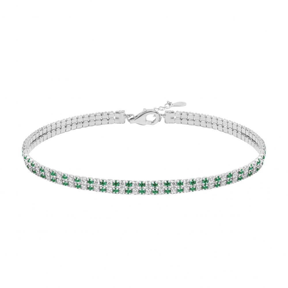 Chimiama Tennis Argento Zirconi Verdi e Bianchi