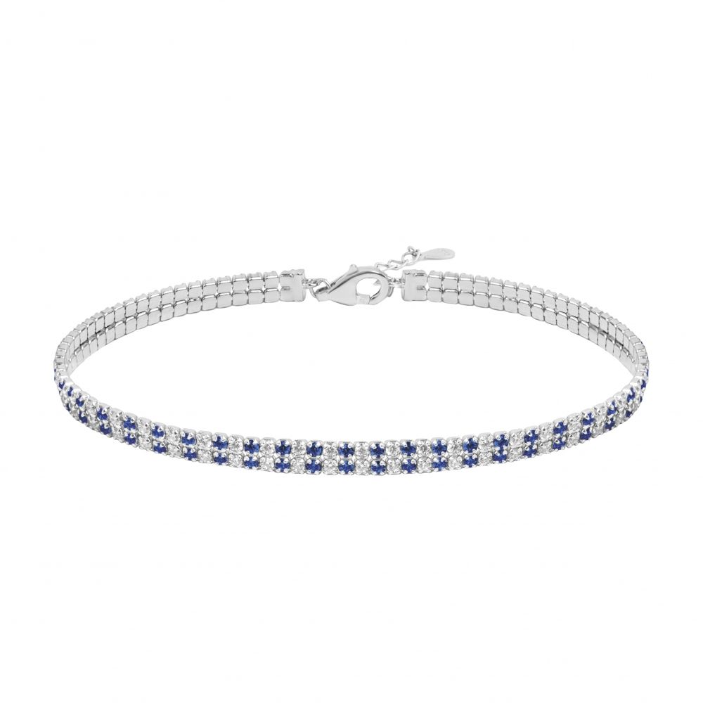 Chimiama Tennis Argento Zirconi Blu e Bianchi