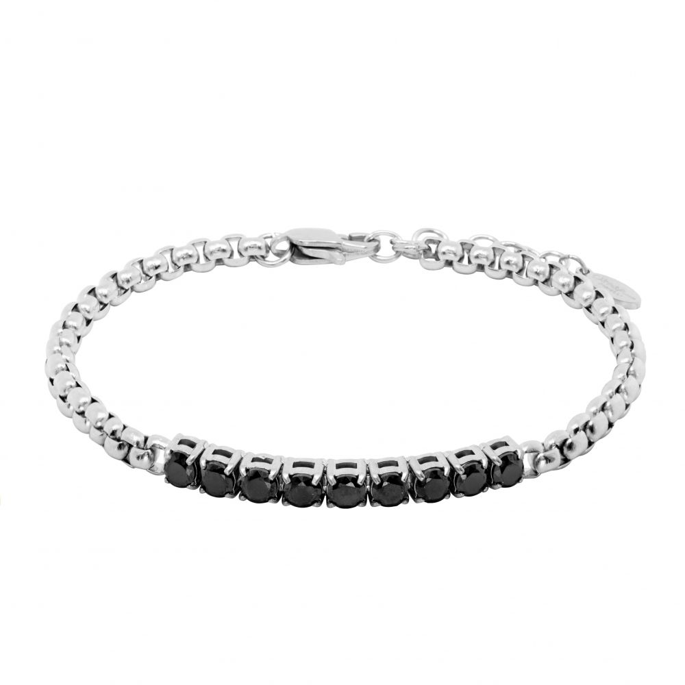 Chimiama Bracciale Acciaio Zirconi Neri