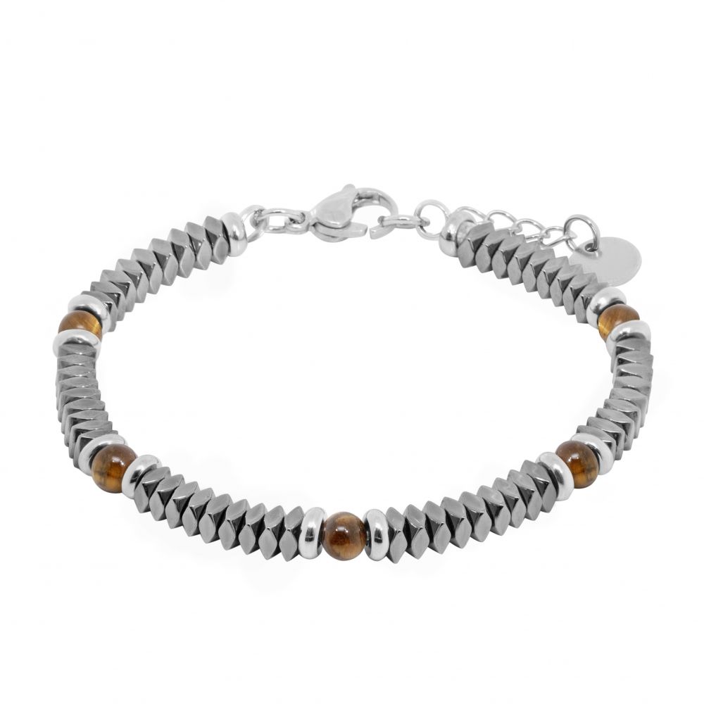 Chimiama Bracciale Acciaio e Occhio di Tigre