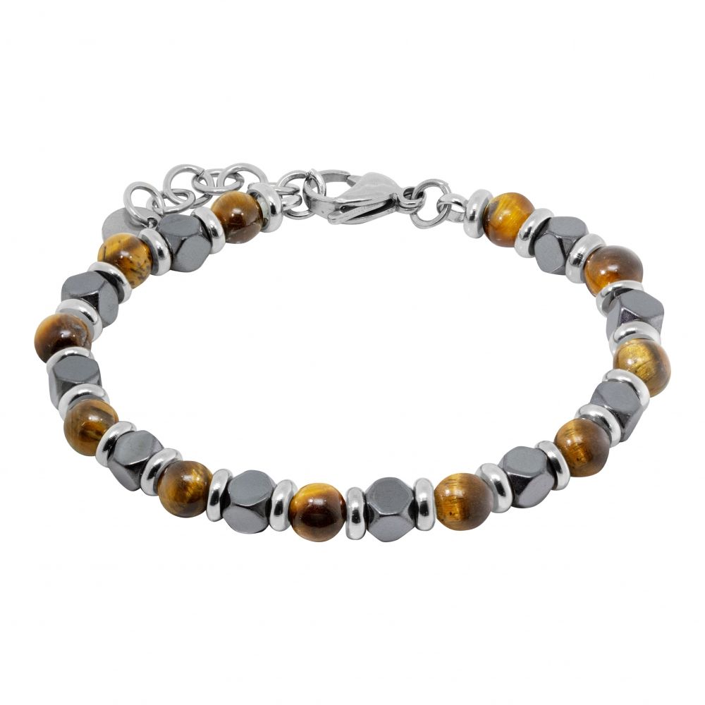 Chimiama Bracciale Acciaio e Occhio di Tigre