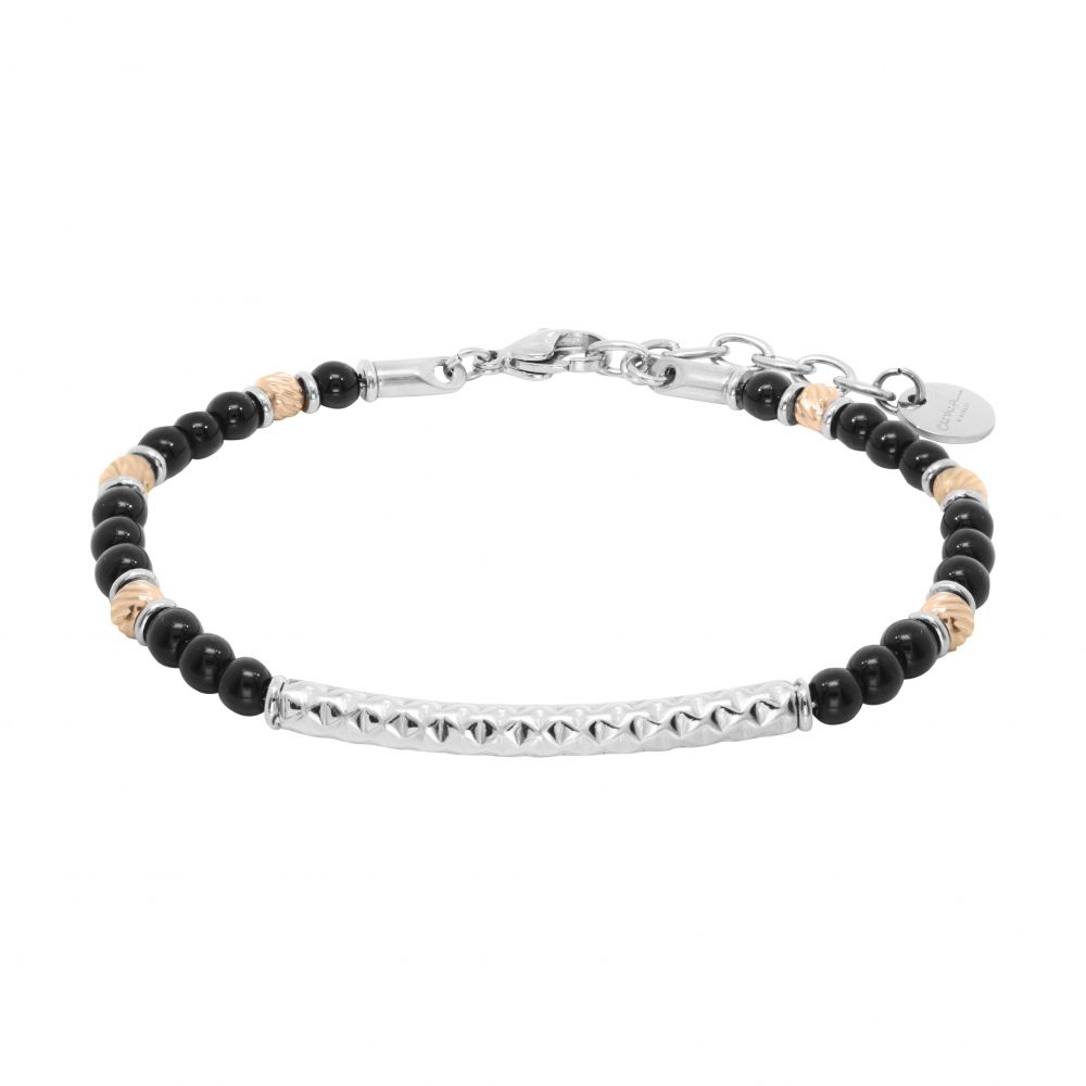 Chimiama Bracciale Acciaio Pvd Rosè e Agata