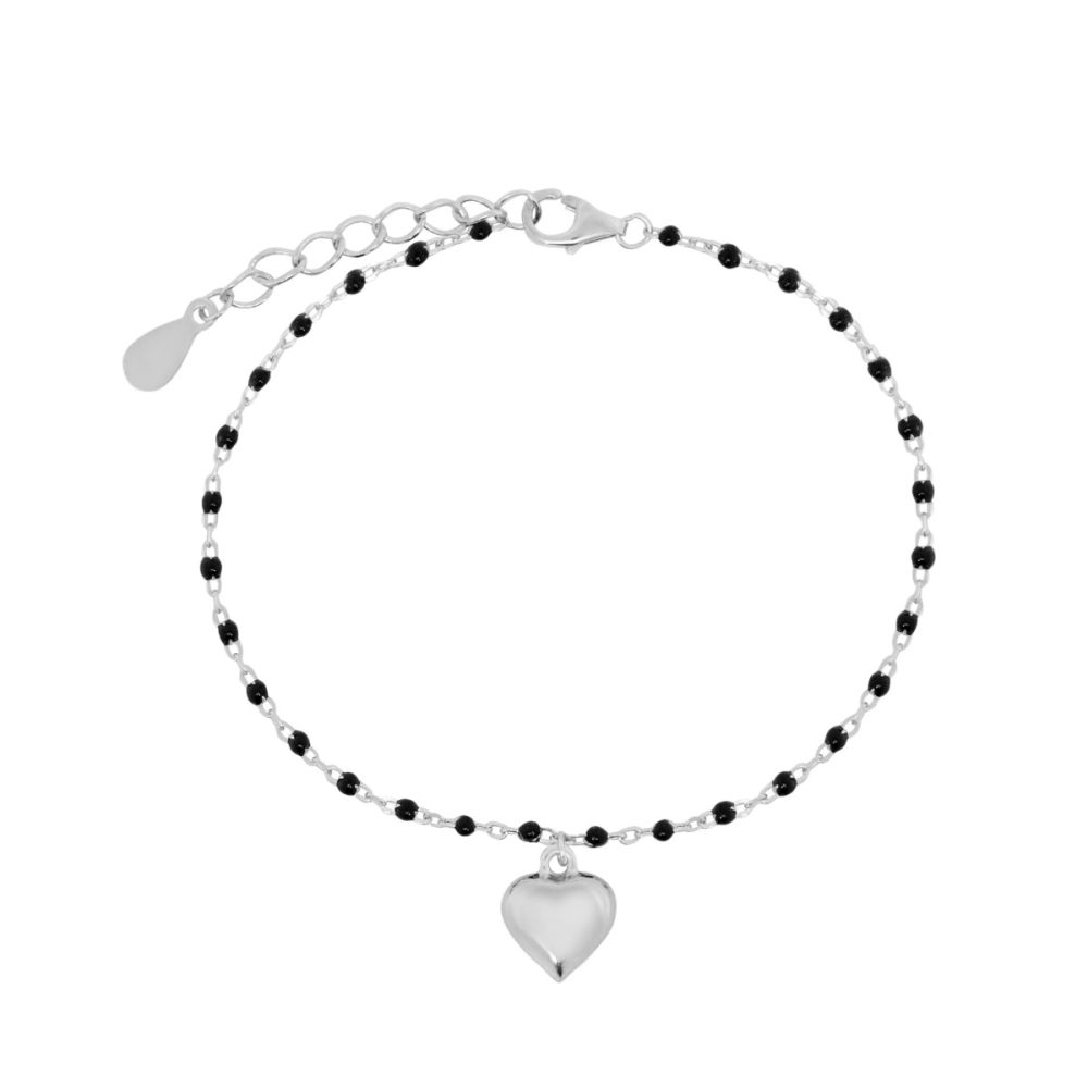 Chimiama Bracciale Argento Cuore e Smalto Nero