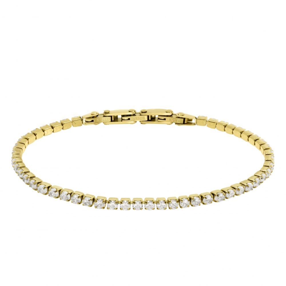 Chimiama Tennis Acciaio Gold Zirconi Bianchi