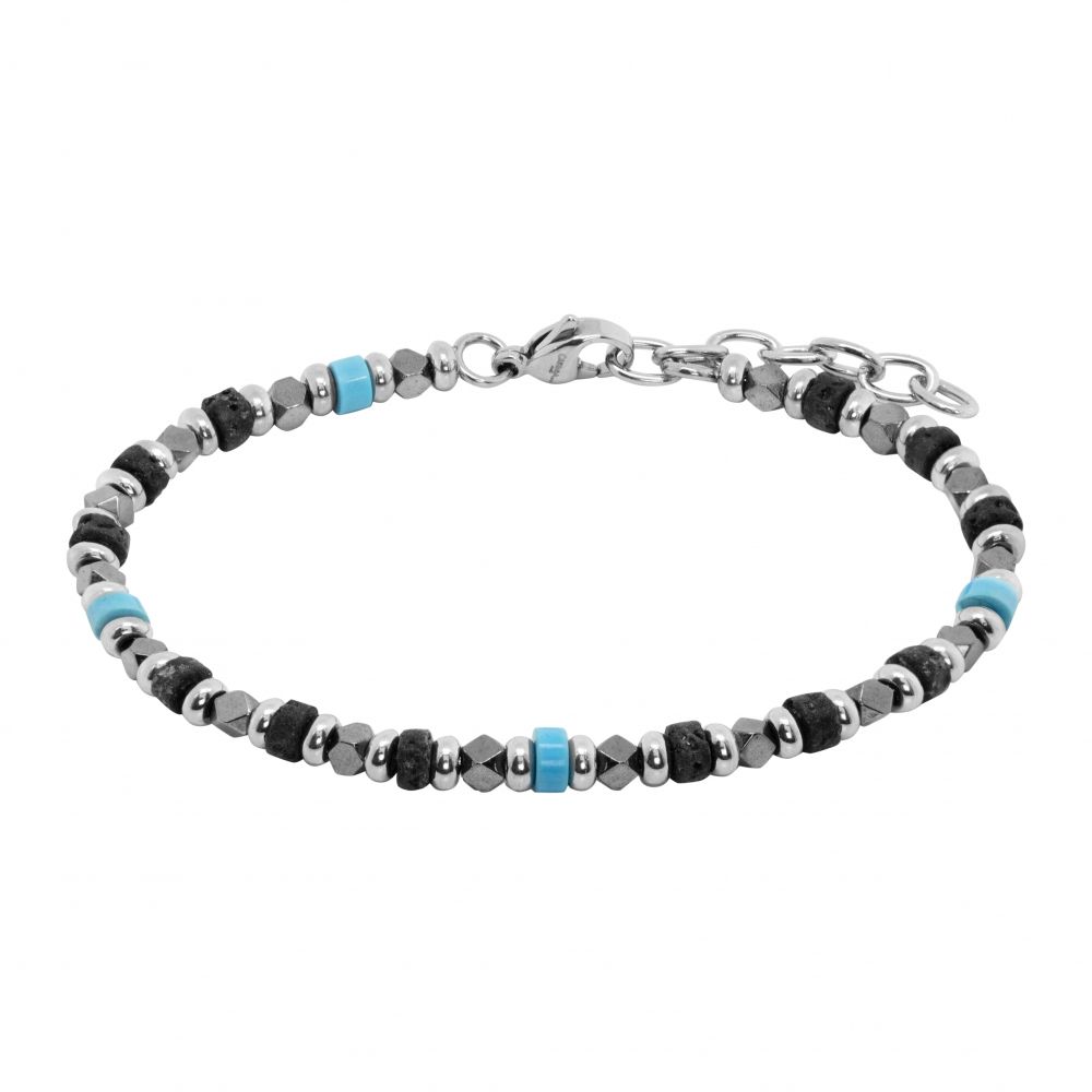 Chimiama Bracciale Acciaio Turchese e Lava