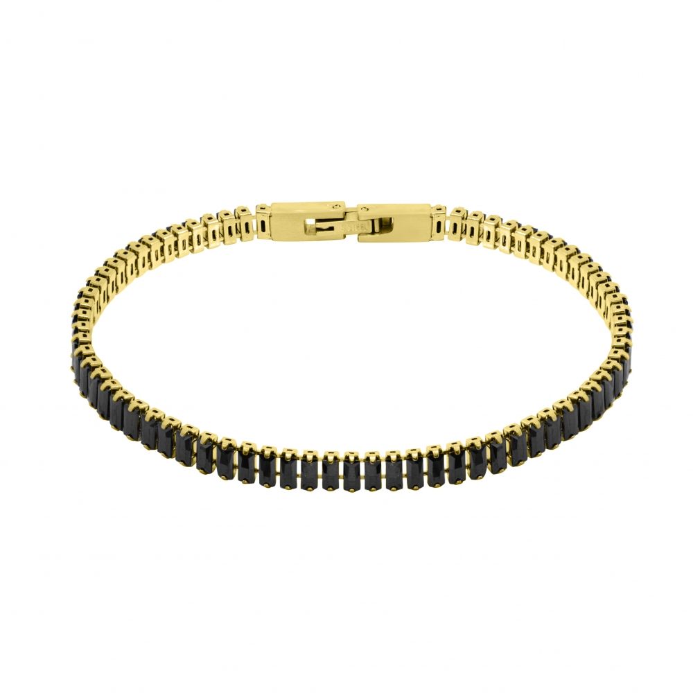 Chimiama Bracciale Acciaio Gold Zirconi Neri