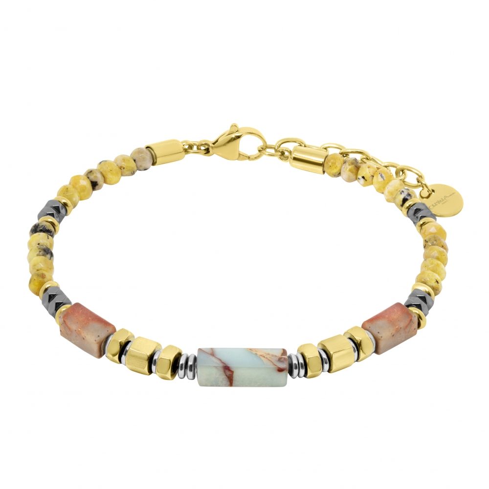 Chimiama Bracciale Acciaio Gold e Agata
