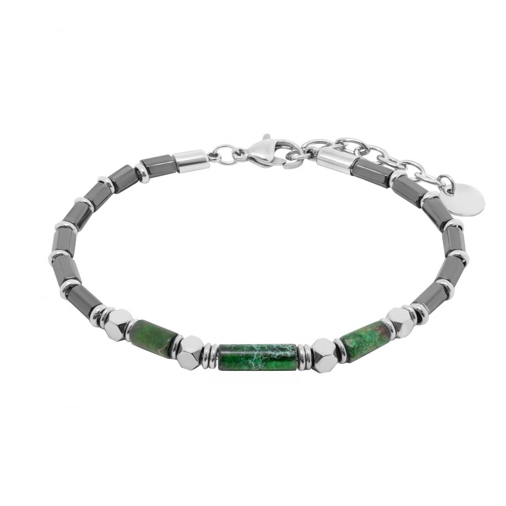 Chimiama Bracciale Acciaio e Agata Verde