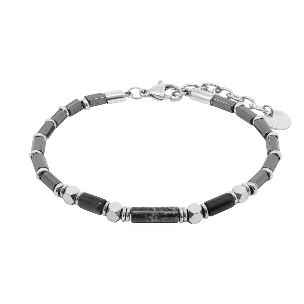 Chimiama Bracciale Acciaio e Agata Nera