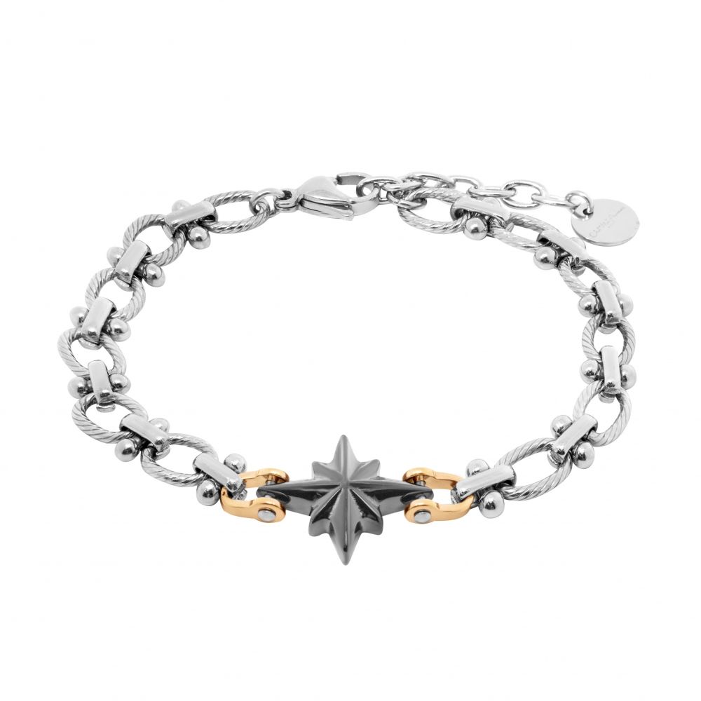 Chimiama Bracciale Acciaio Rosa dei Venti Nera