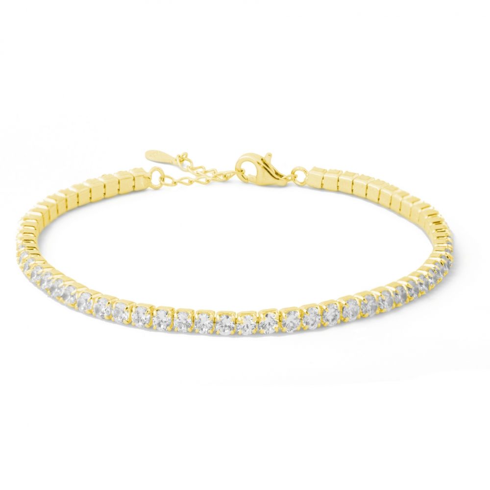 Chimiama Tennis Acciaio Gold Zirconi Bianchi 3 mm