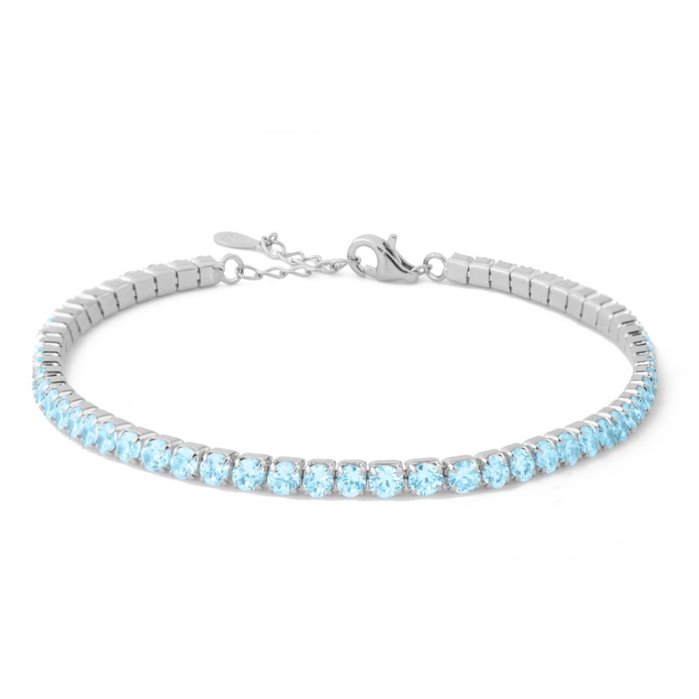 Chimiama Tennis Acciaio Zirconi Acquamarina 3 mm