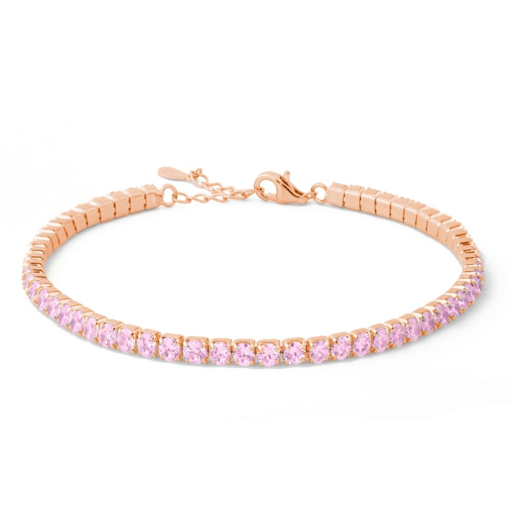 Chimiama Tennis Acciaio Rosè Zirconi Kunzite 3 mm