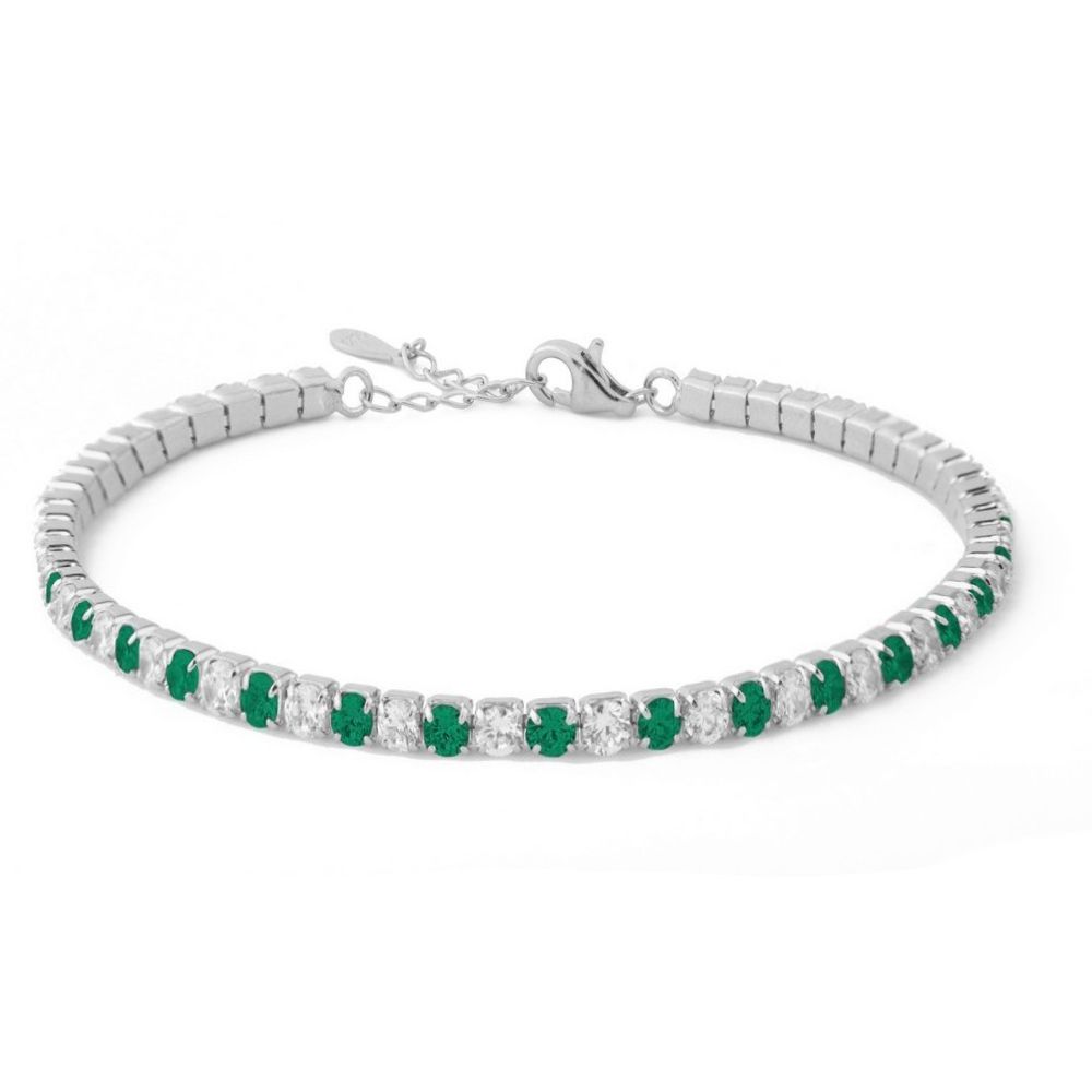 Chimiama Tennis Acciaio Zirconi Verdi e Bianchi 3 mm