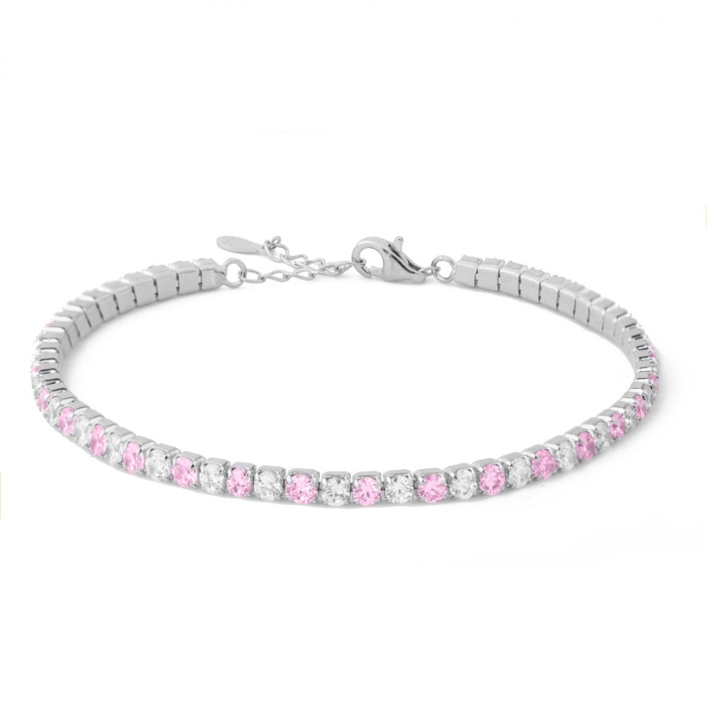 Chimiama Tennis Acciaio Zirconi Bianchi e  Kunzite 3 mm