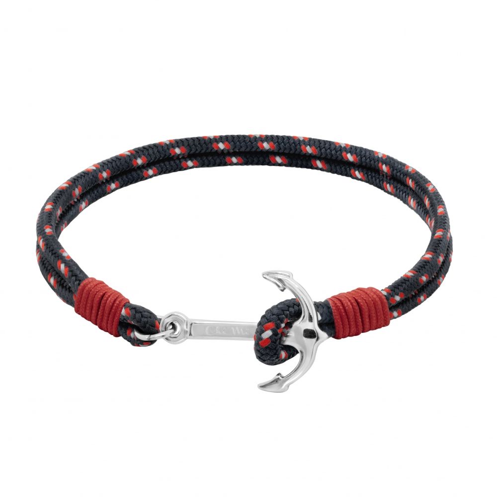 Chimiama Bracciale Ancora Acciaio e Cordino Nero