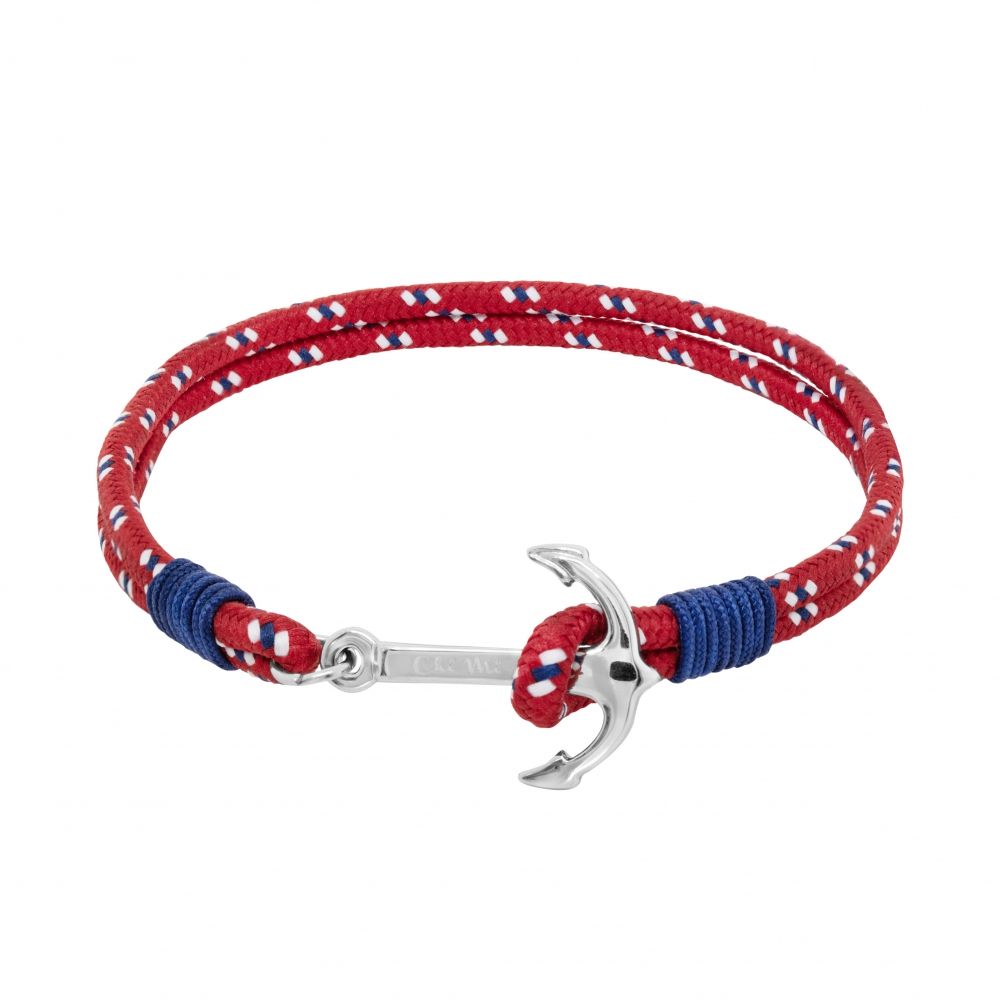 Chimiama Bracciale Ancora Acciaio e Cordino Rosso