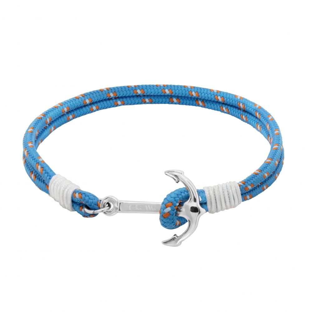 Chimiama Bracciale Ancora Acciaio e Cordino Celeste