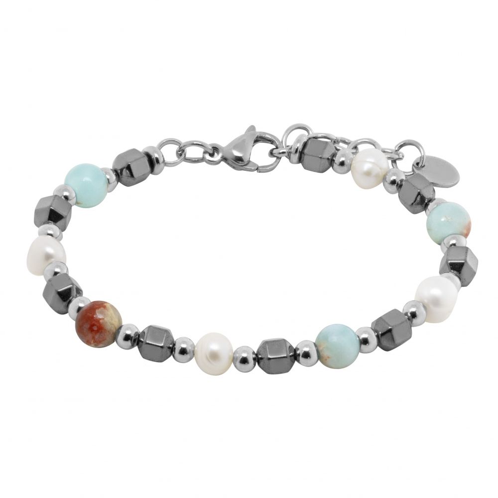 Chimiama Bracciale Acciaio Perle e Agata