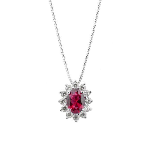 Chimiama Collana Donna Argento Pietra Rossa