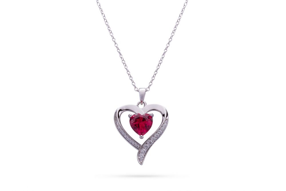 Chimiama Collana Argento Cuore Rubino