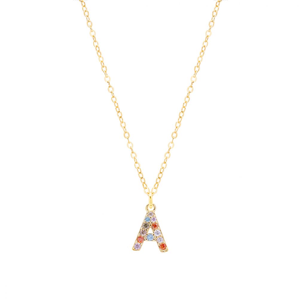 Chimiama Collana Donna Argento Gold Lettera A