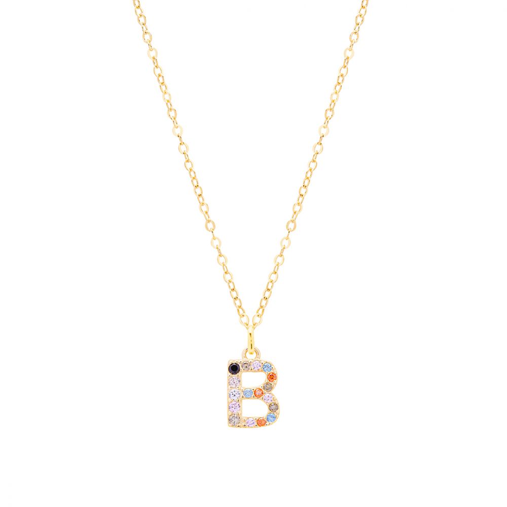 Chimiama Collana Donna Argento Gold Lettera B