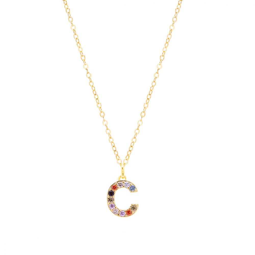 Chimiama Collana Donna Argento Gold Lettera C