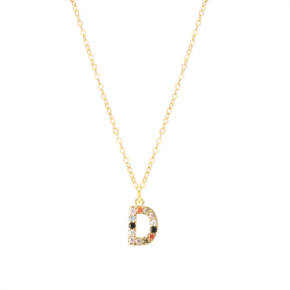 Chimiama Collana Donna Argento Gold Lettera D