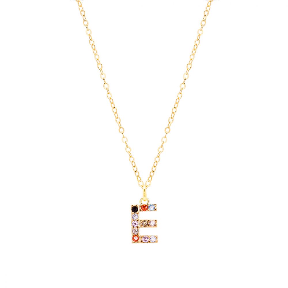 Chimiama Collana Donna Argento Gold Lettera E