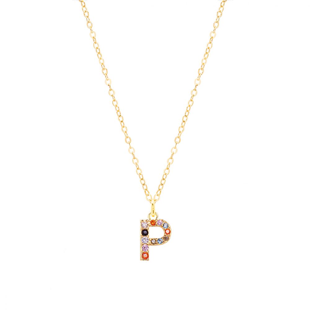 Chimiama Collana Donna Argento Gold Lettera P