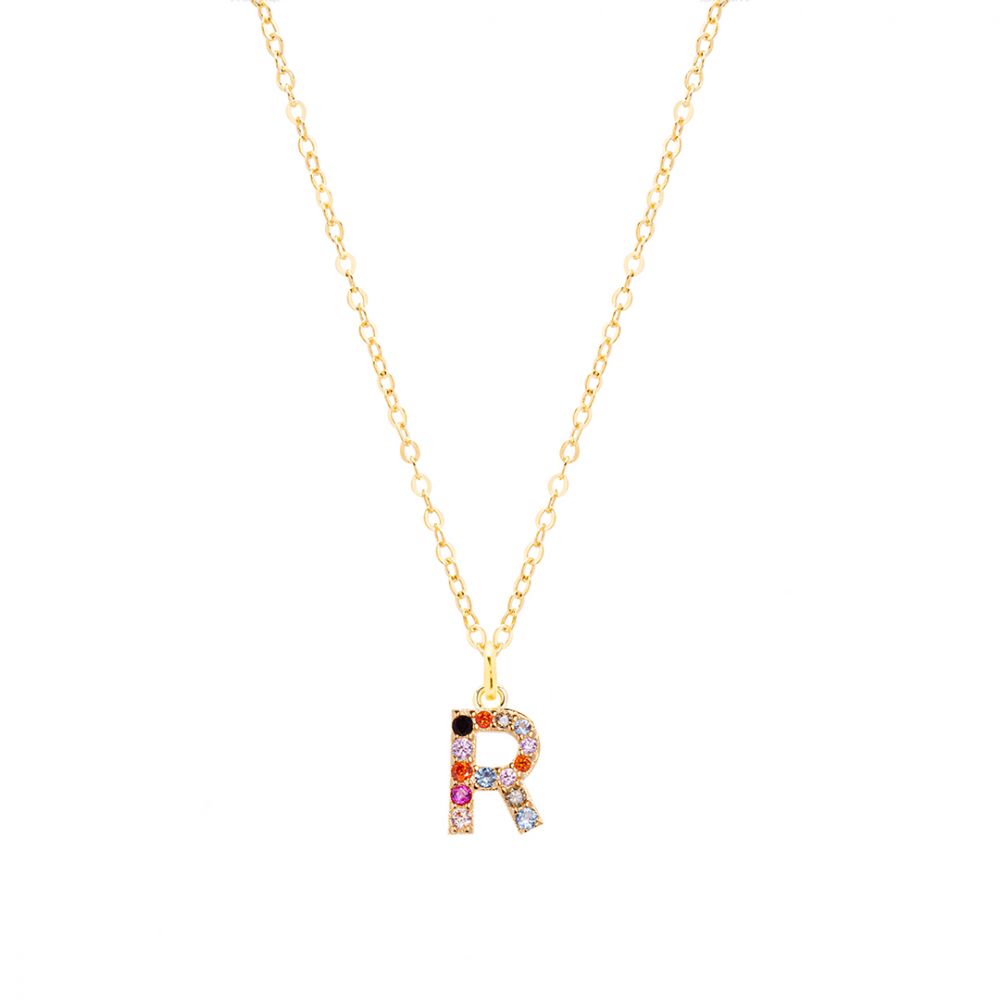 Chimiama Collana Donna Argento Gold Lettera R