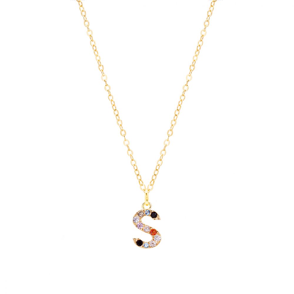 Chimiama Collana Donna Argento Gold Lettera S