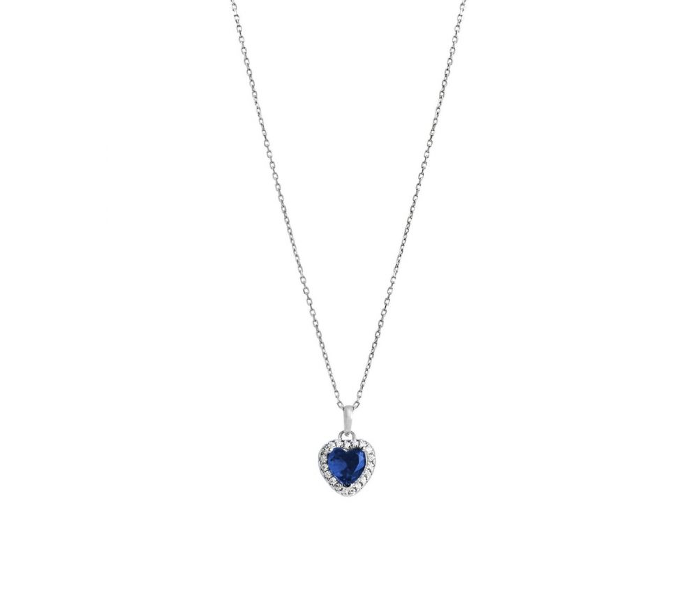Chimiama Collana Donna Argento Cuore Zaffiro