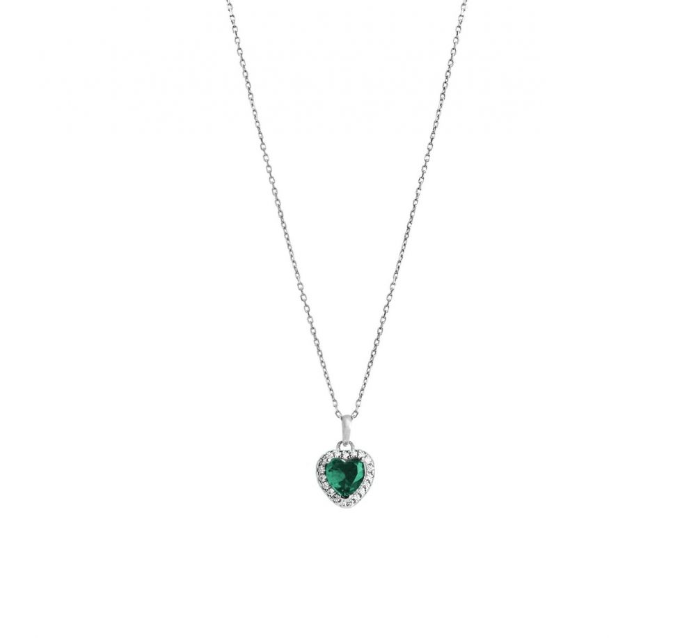 Chimiama Collana Donna Argento Cuore Smeraldo