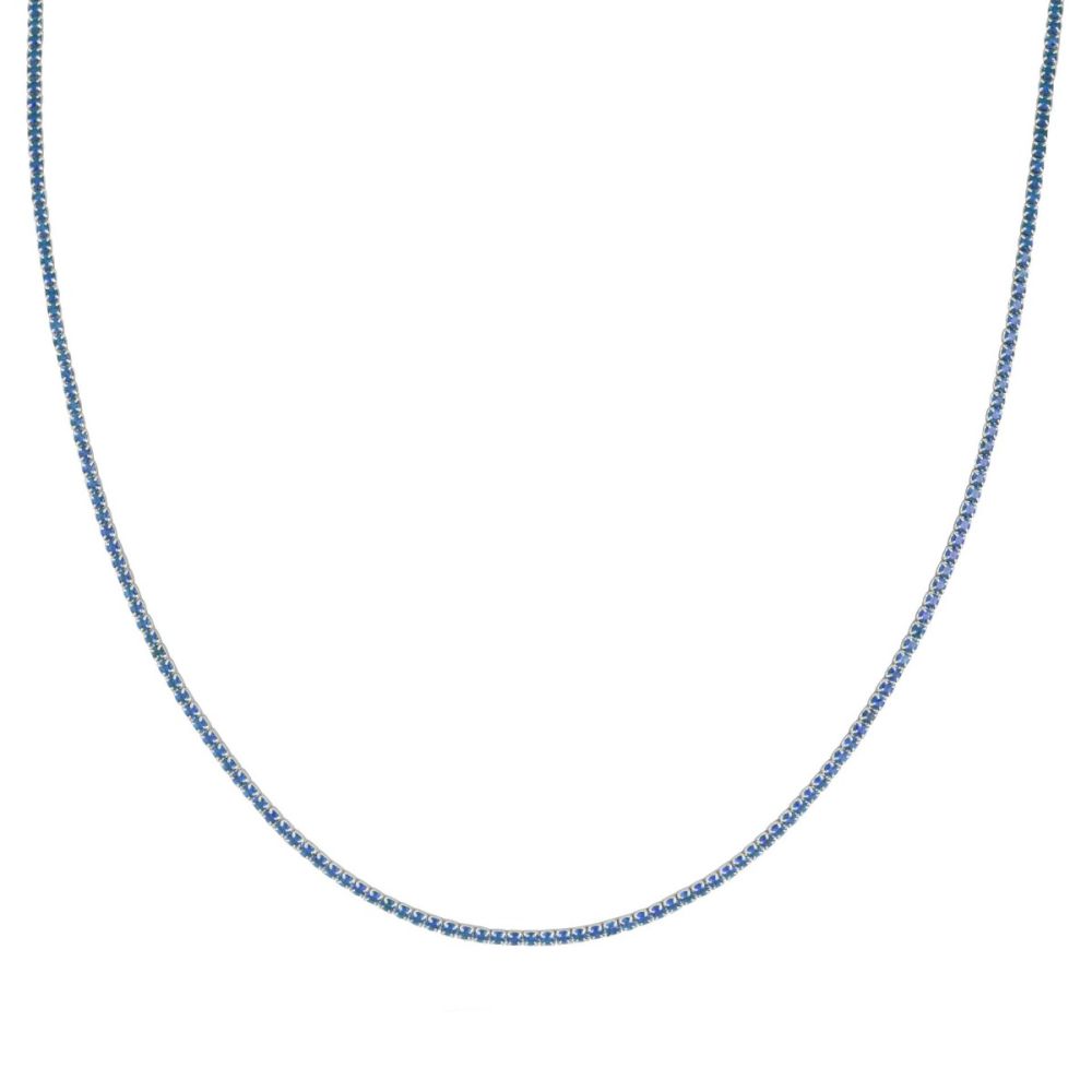 Chimiama Collana Tennis Argento Rodiato Cristalli Blu