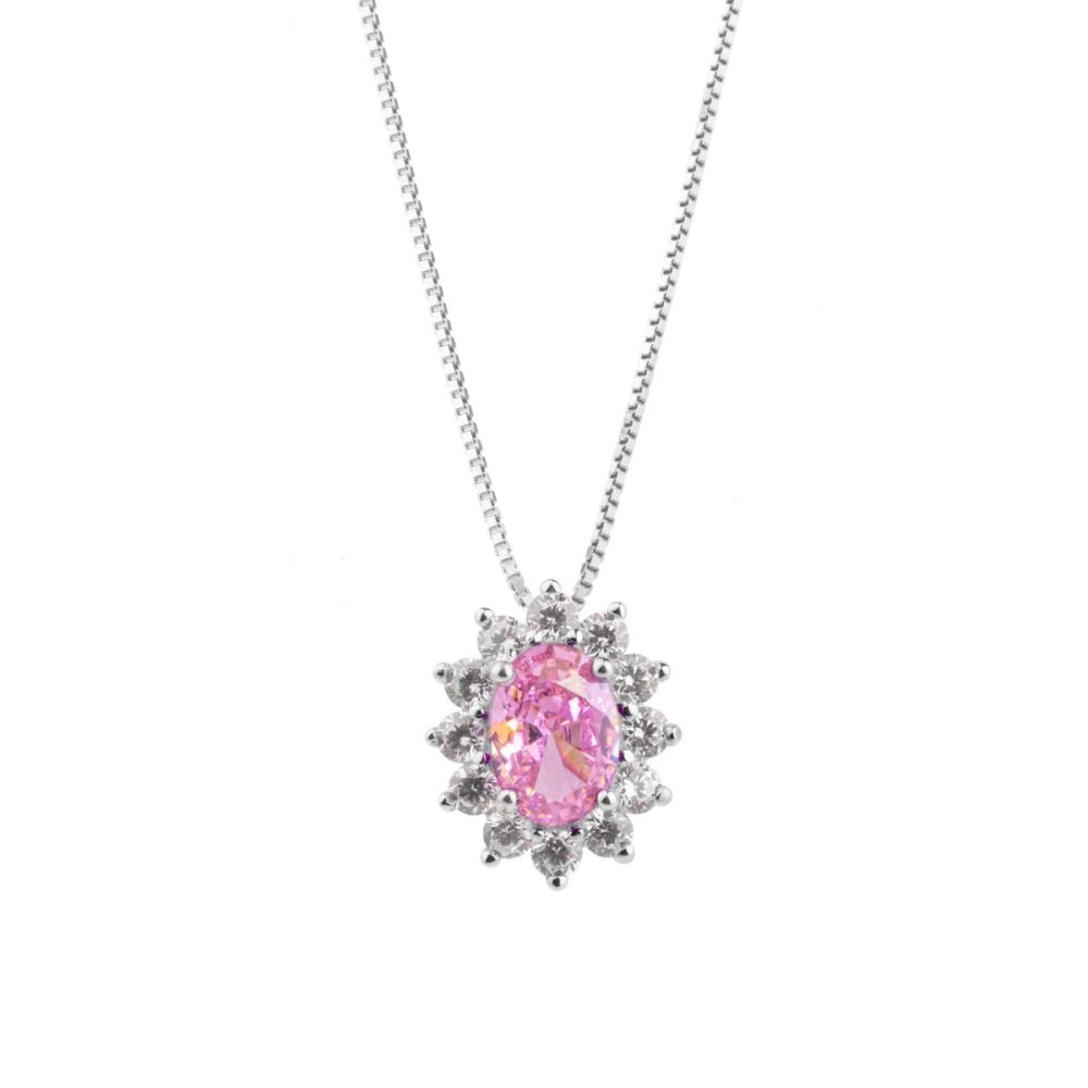 Chimiama Collana Donna Argento Rodiato Cristallo Rosa