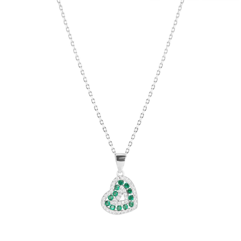 Chimiama Collana Argento Cuore Bianco e Verde