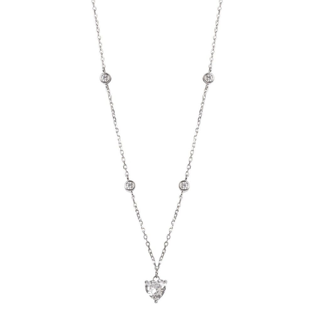 Chimiama Collana Argento Cristalli Cuore Bianco