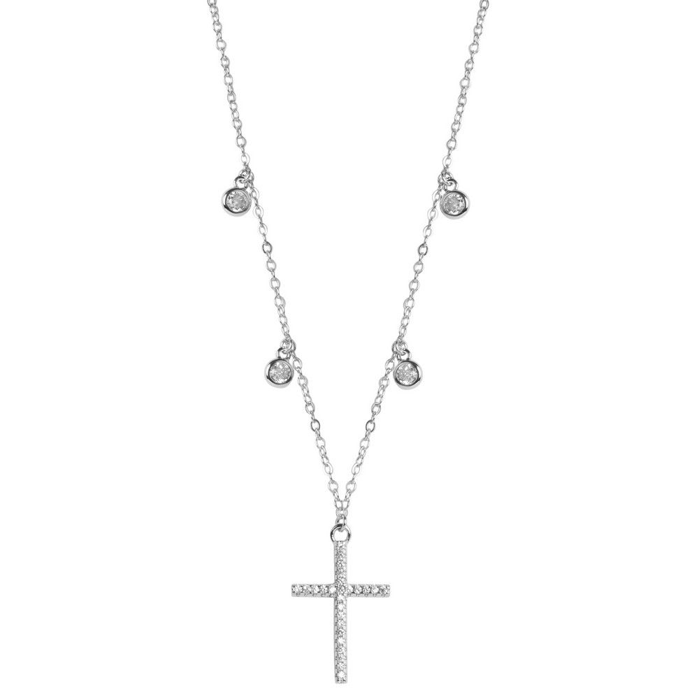 Chimiama Collana Argento Croce e Cristalli