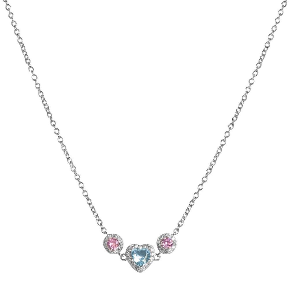 Chimiama Collana Argento Cuore Azzurro e Kunzite