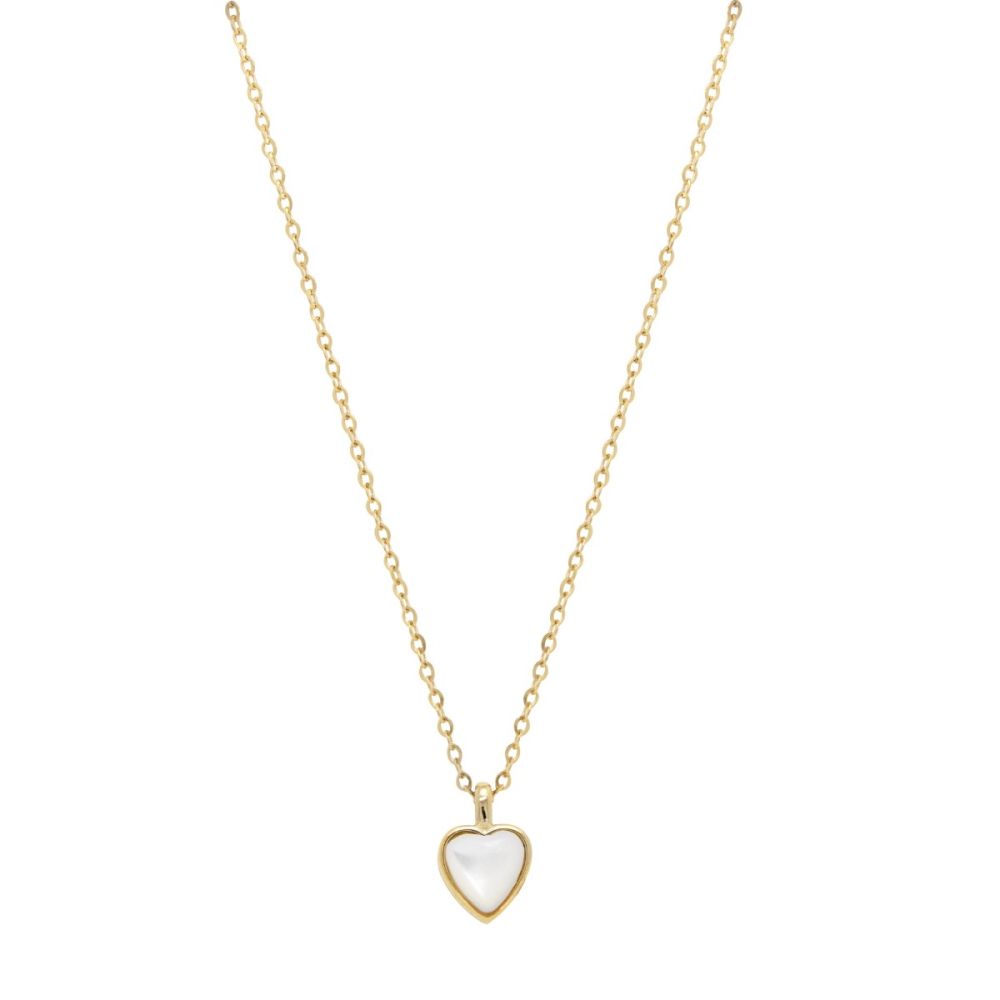Chimiama Collana Argento Dorato Cuore con Madreperla