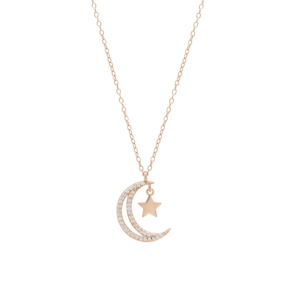 Chimiama Collana Argento Rosato Luna e Stella