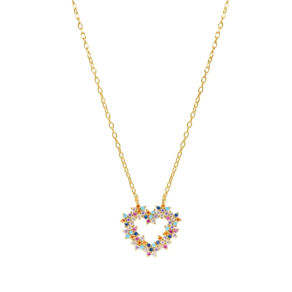 Chimiama Collana Argento Gold Cuore Multicolor
