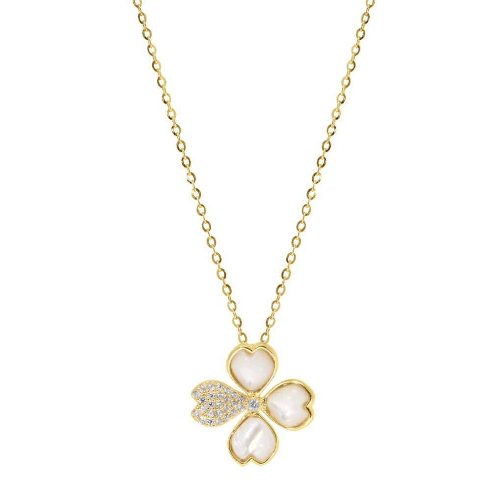 Chimiama Collana Argento Gold Quadrifoglio